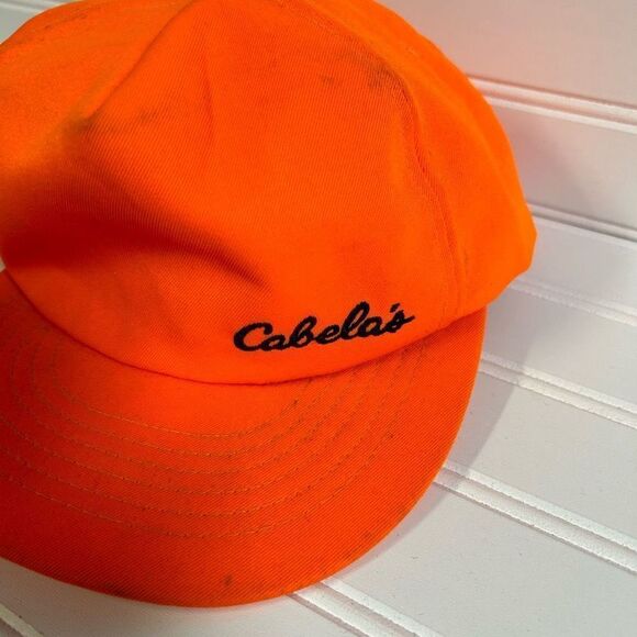 Cabela's Blaze Orange Vintage Cap America Field Worn Hat - Picture 5 of 5
